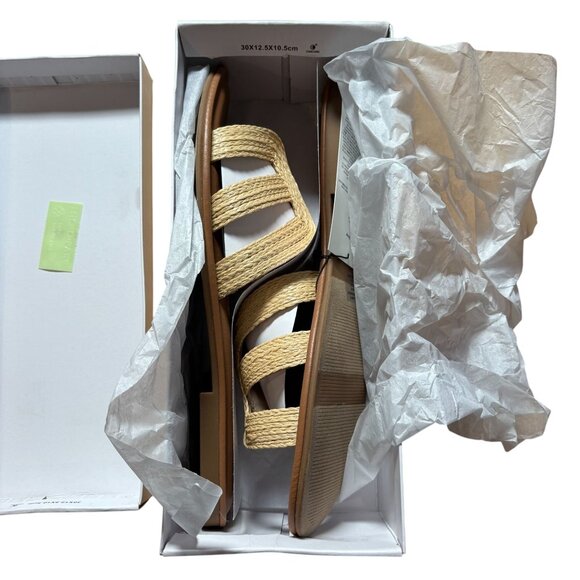 The Drop Women's Monika Flat H-Band Slide Sandal Natural Raffia Size 13 New - Picture 4 of 11